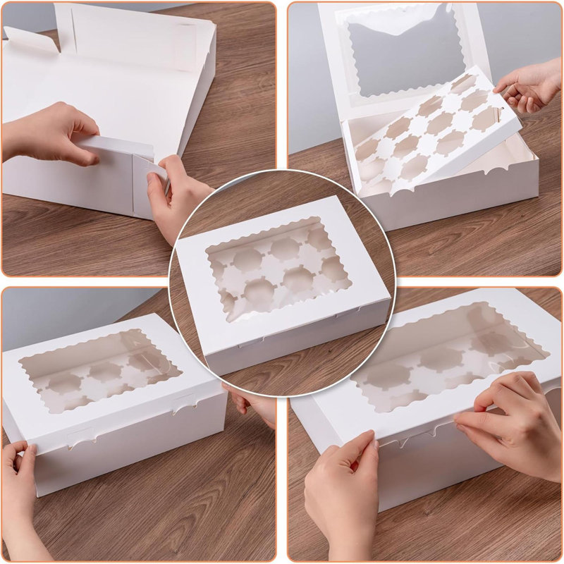 Cupcake Boxes Cupcake Containers With Window Food Grade Cupcake Holder Easy Transport And Presentation  Ideal For Cupcakes Desserts And More