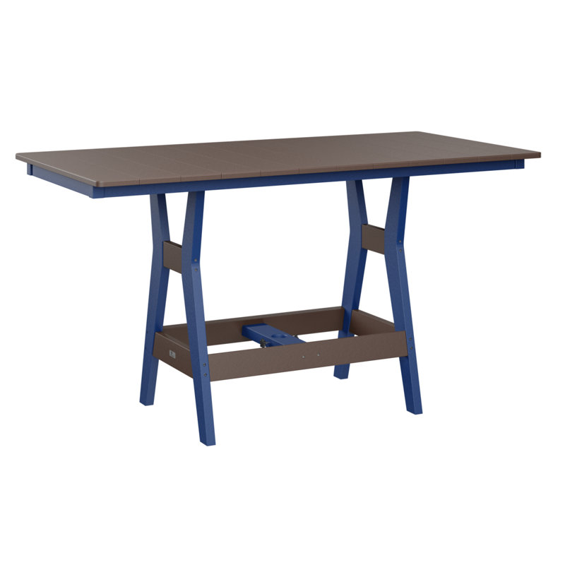 Harbor Outdoor Bar Table, Pacific Blue, Chocolate Brown, 38.87" H x 66" W x 33" D