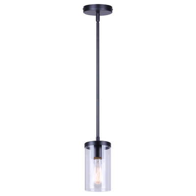 Allannah 1-Light Rod Pendant, Matte Black Finish