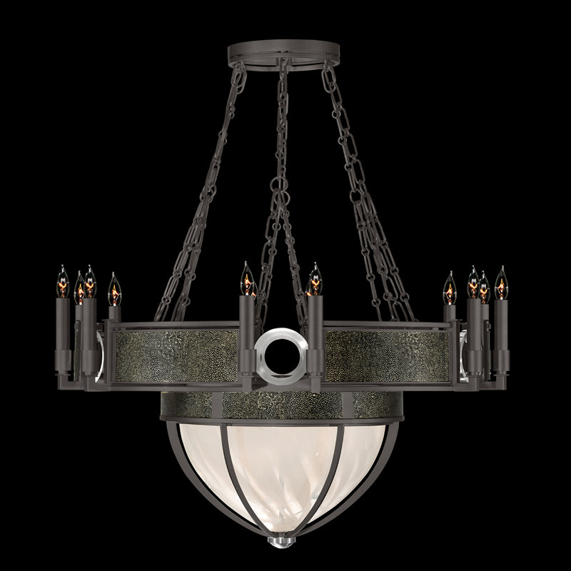 Lustre rond l 35,75 po Mirage, Chevalier noir / nickel / acier de minuit