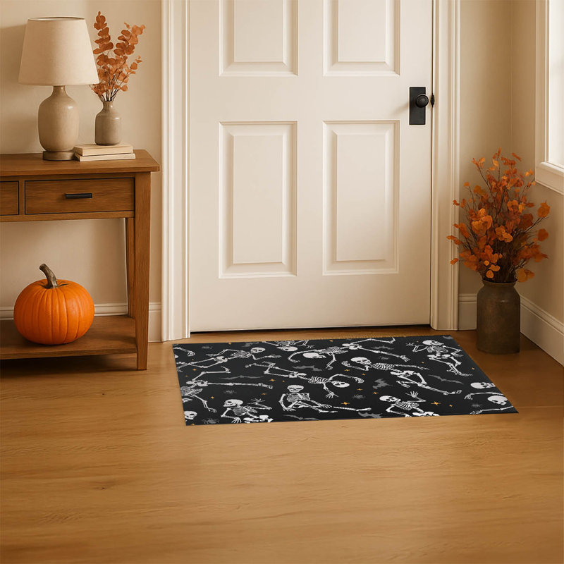 Tapis d'intérieur antidérapant Skeleton Boogie, Gris anthracite, L 60 po x L 84 po
