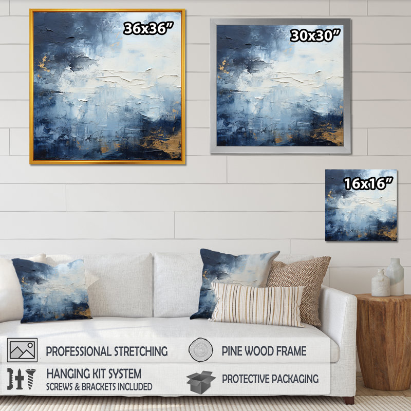 Minimalism Blue Sky Storm - Print, Silver Single Picture Framed, 16" H x 16" W x 1" D