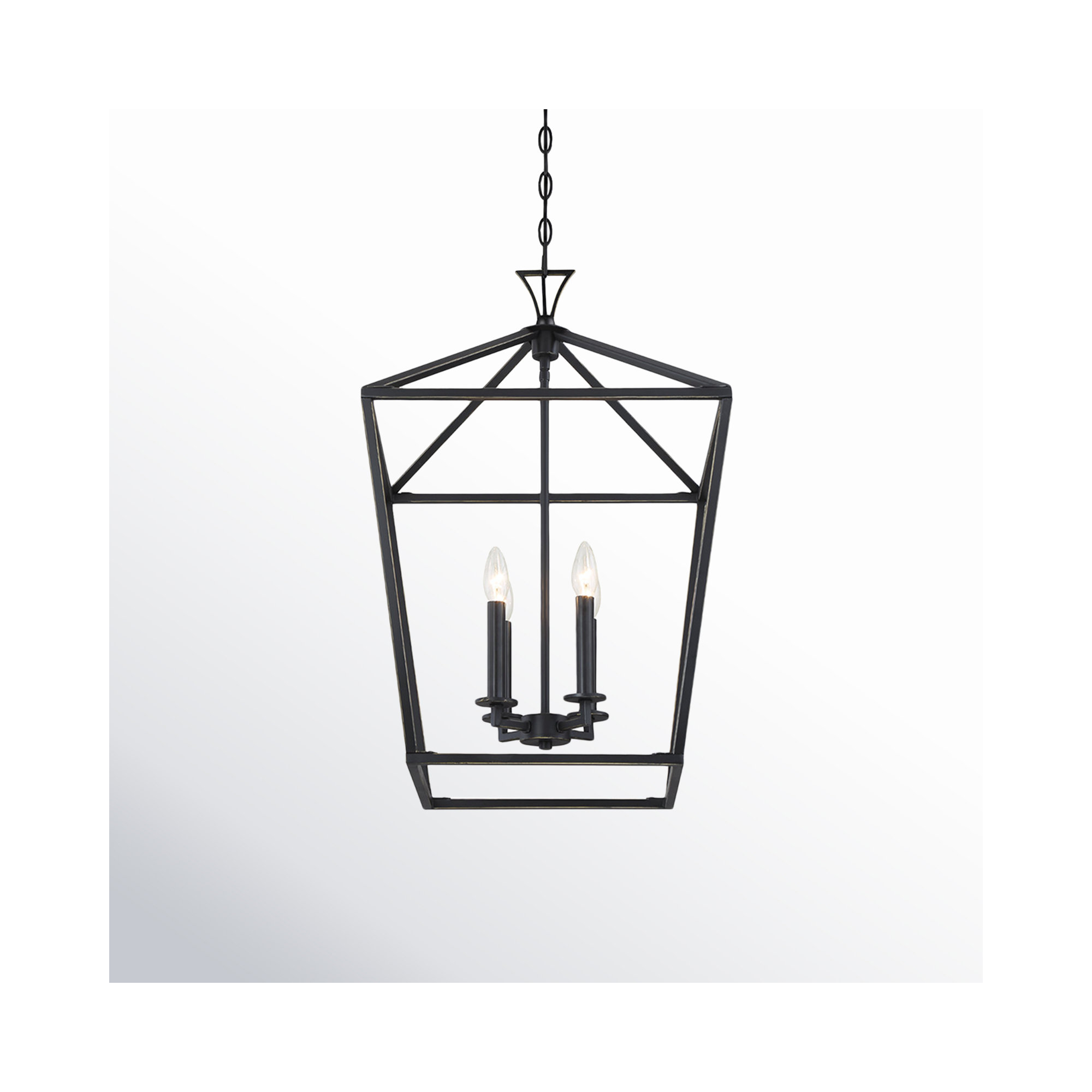 Hastings 4 - Light Lantern Geometric Chandelier, Classic Bronze