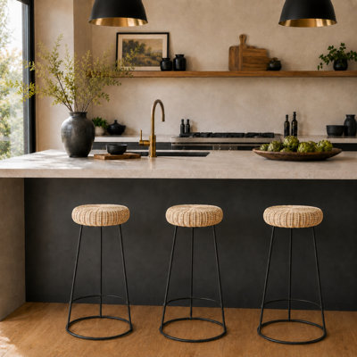 Gibsonburg Wicker Counter Stool with Iron Frame