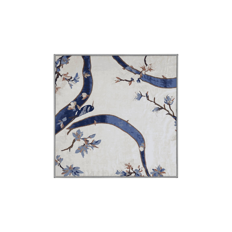 Machine Washable Gray Area Rug, Square 7'