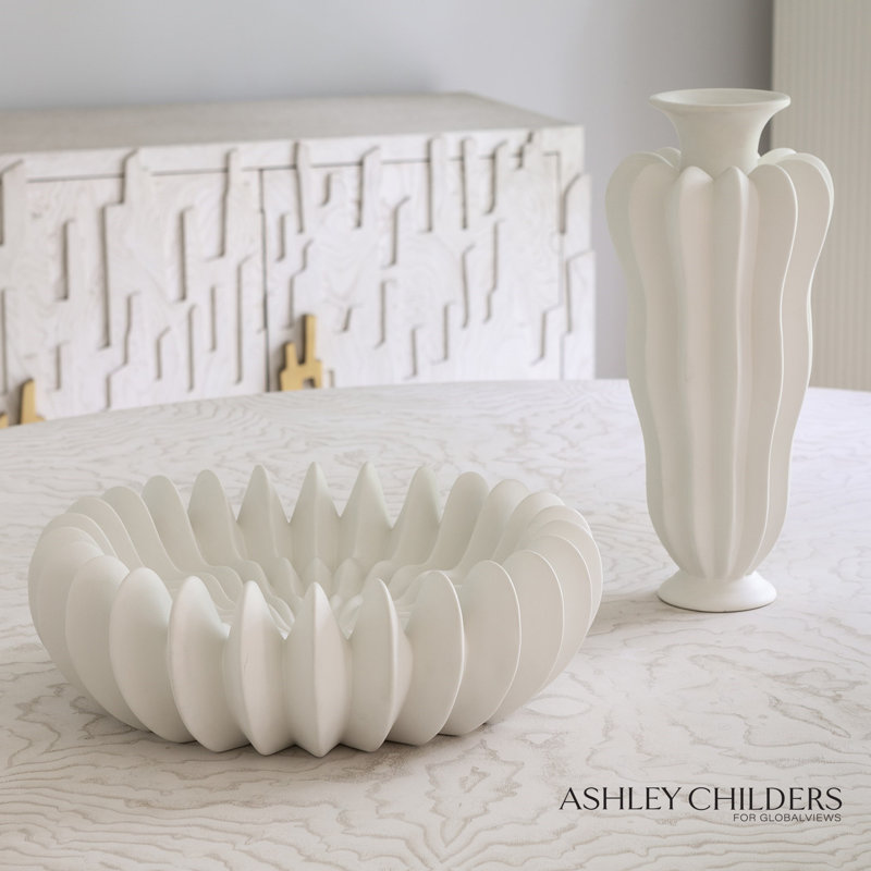 Spicchi Line Vase-Matte White