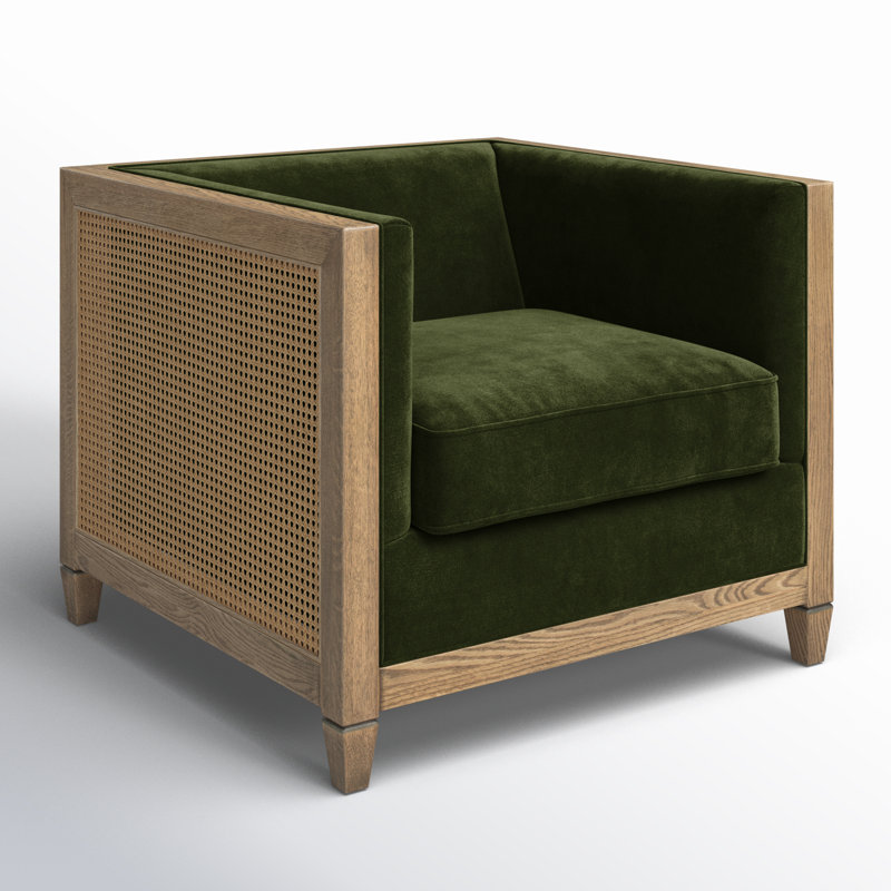 Fauteuil en velours l 34 po Celsa, Velours performance vert olive
