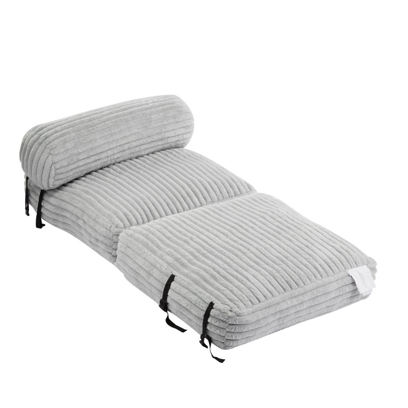 Benavidez Latina Indoor Foldable Bean Bag Lounge Chair, Gray Hue, 2 - In 1 , Soft Faux Fur, Shredded Foam Support For Work And Relax, Fur Cover, Fill