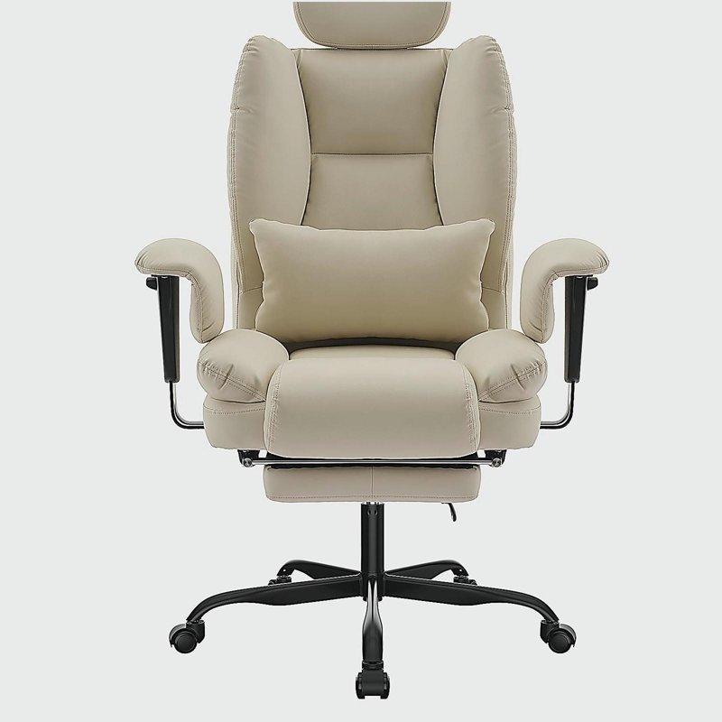 Office Chair PU Leather Computer Chair with Lumbar Support and High Backrest, Ergonomic Desk Chair with Liftable Headrest