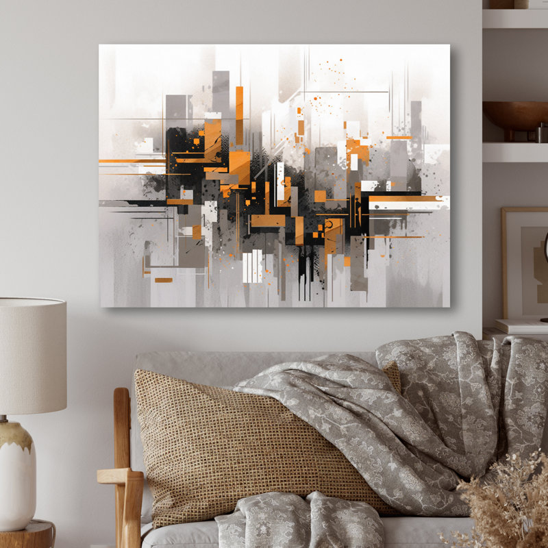 Rayures audacieuses orange et grises - impression sans cadre sur métal, H 12 po x l 20 po x P 1 po