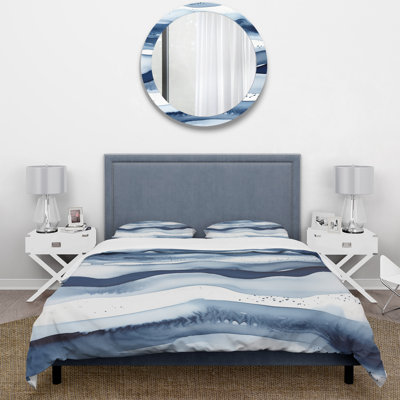Ensemble de housse de couette Abstract Classic Blue Waves III - Fractals