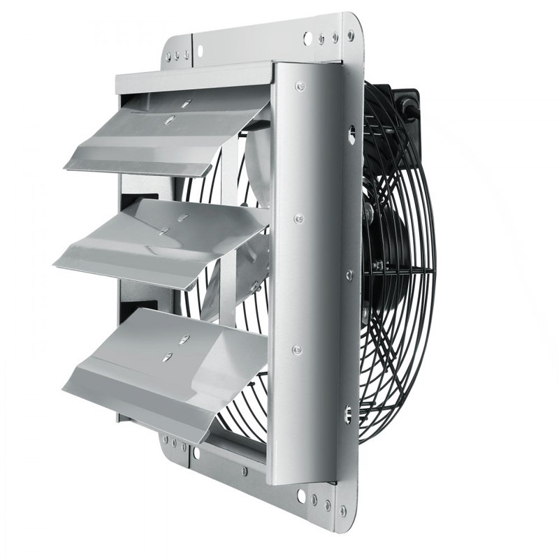 Shutter Exhaust Fan, High-speed 1000 CFM, Aluminum Wall Mount Attic Fan with AC-motor, 12.8" H x 12.8" W x 1.9" D