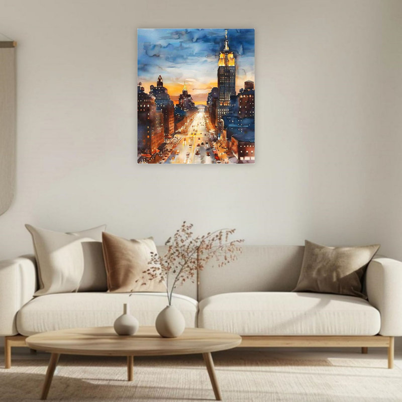 Toile sans cadre 24 po x 36 po Skyline At Dusk