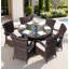 6 - Person Wicker Patio Dining Set with Round Table , Cushions Included-1660767671-1660767656