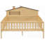 Lit plateforme double en bois avec tête de lit en forme de maison, ampoule à DEL Rangement intégré, naturel (aucun sommier requis, robuste et durable)-1872546768-1872546765