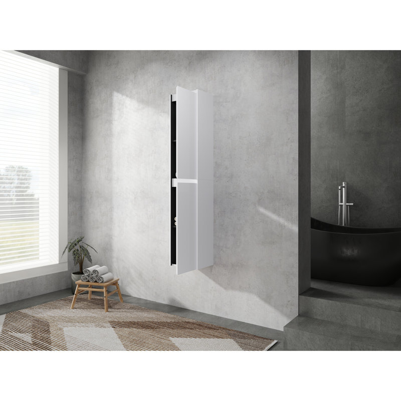 Armoire latérale de salle de bain 12 po à optimisation d'espace, 2 portes à fermeture douce, fixation murale (12 x 2 KD)