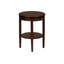 Table d'appoint ronde à 2 niveaux, table de chevet, placage brun, style transitionnel | Idée de cadeau
