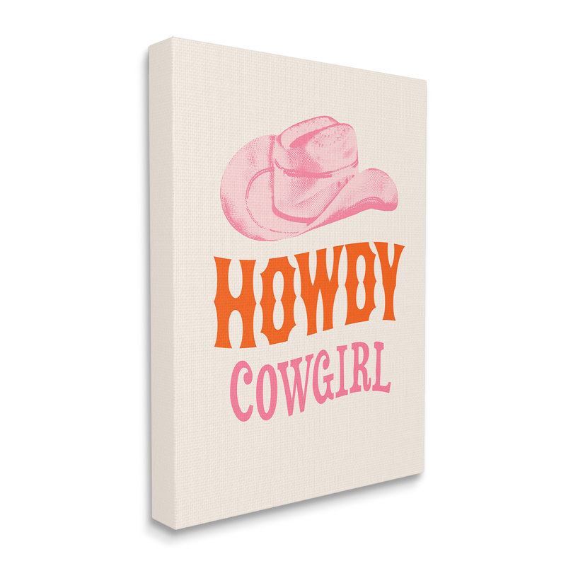 "Howdy Cowgirl", art mural sur toile par Victoria Barnes, H 20 po x l 16 po
