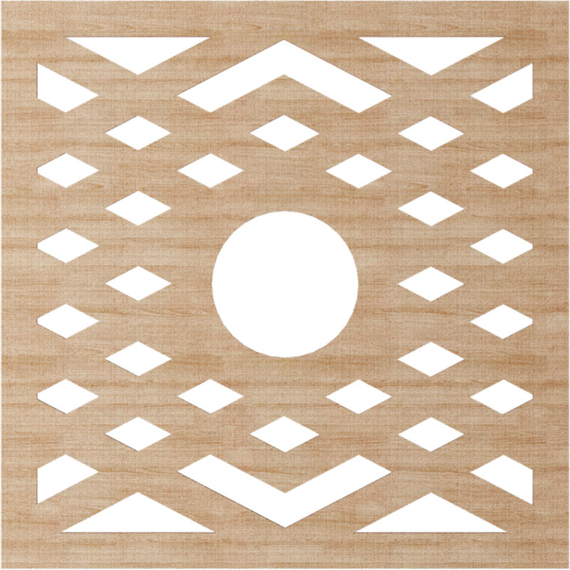 Médaillon de plafond à chevrons, Aulne, H 34 po x l 34 po x P 0,25 po