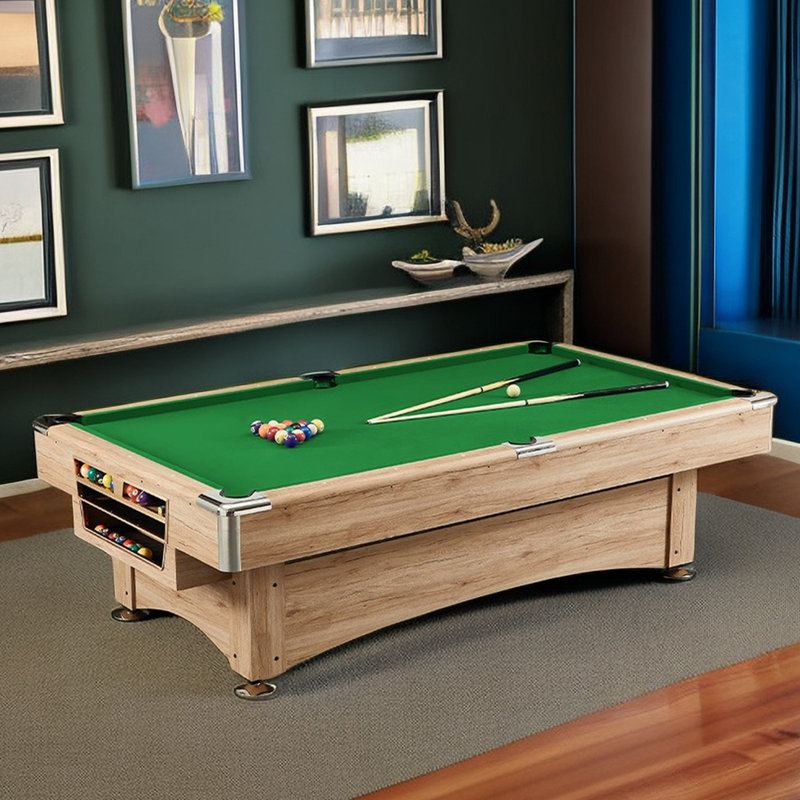 Table de billard multi-jeux IQOWEL, Remise en plastique l 8 pi, Chêne / vert, Vert