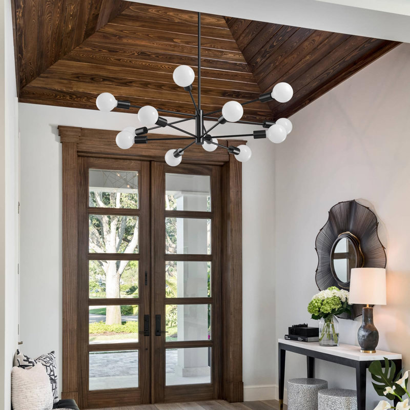 Vearl Modern Linear Chandelier, Black