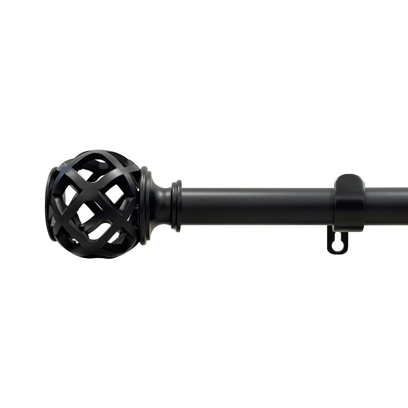 Buono Black Metal Adjustable Curtain Rod with Finial