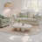 46.5" Cloud Coffee Table for Living Room, Modern Cream Accent Table with 4 Sturdy Legs, Large Center Table for Apartment, Kid Safe Round Edges