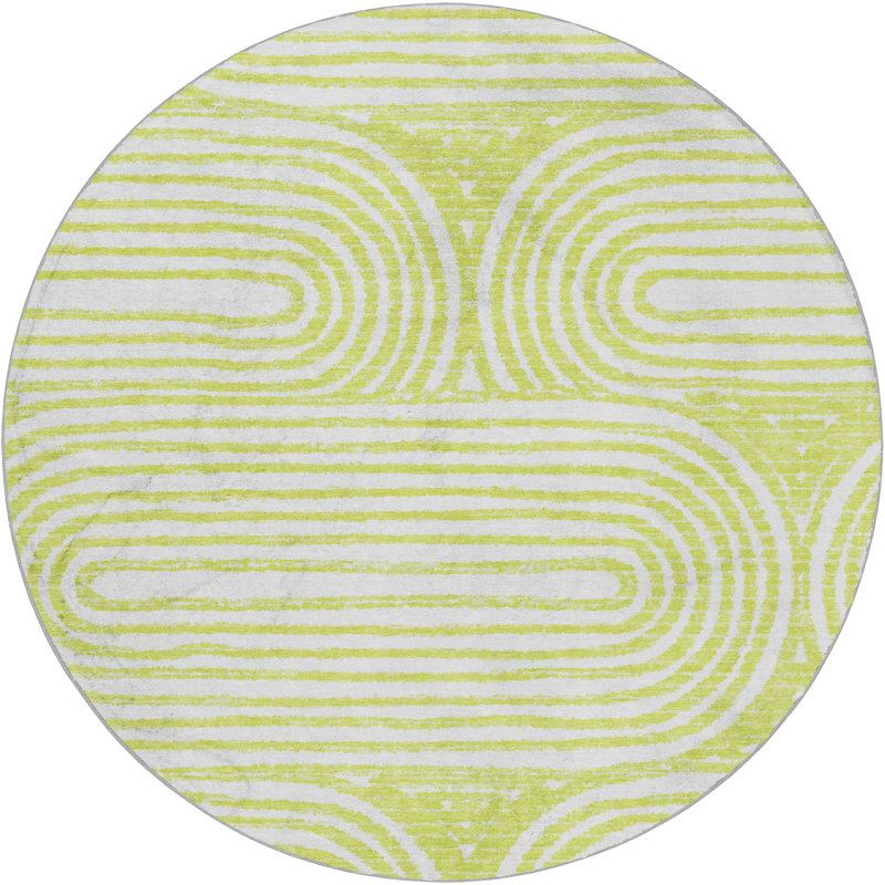 Premium Machine Washable Dream Shag ADS540 Art Deco Rug, Green, 8' Round