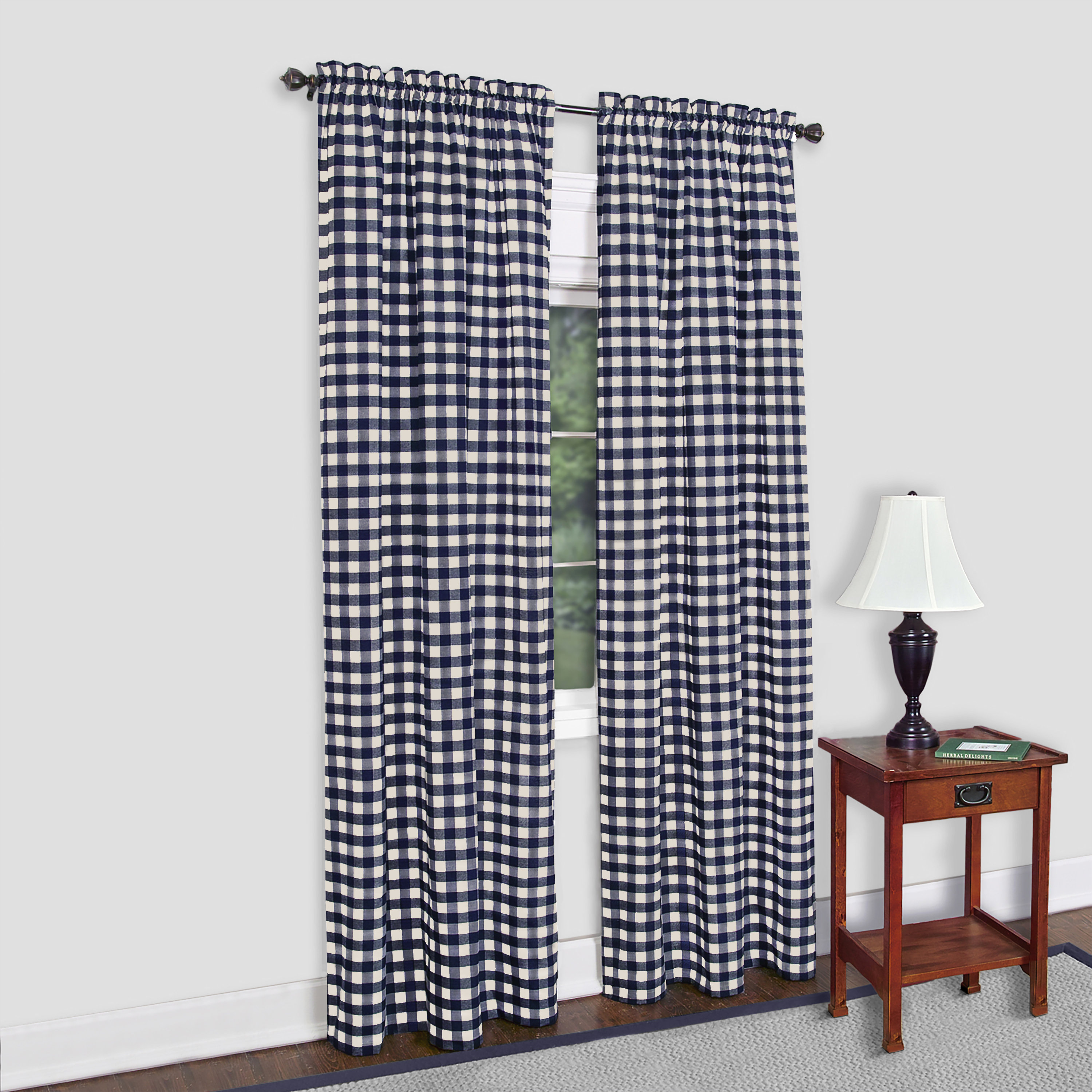 August Grove® Haylee Cotton Blend Plaid Sheer Rod Pocket Single Curtain Panel & Reviews | Wayfair