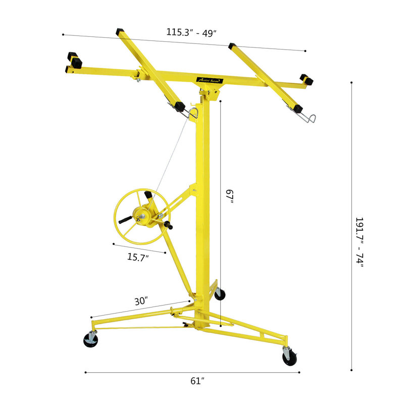 Élévateur pour cloison sèche, H 191,7 po x l 115,3 po x P 61 po, Jaune