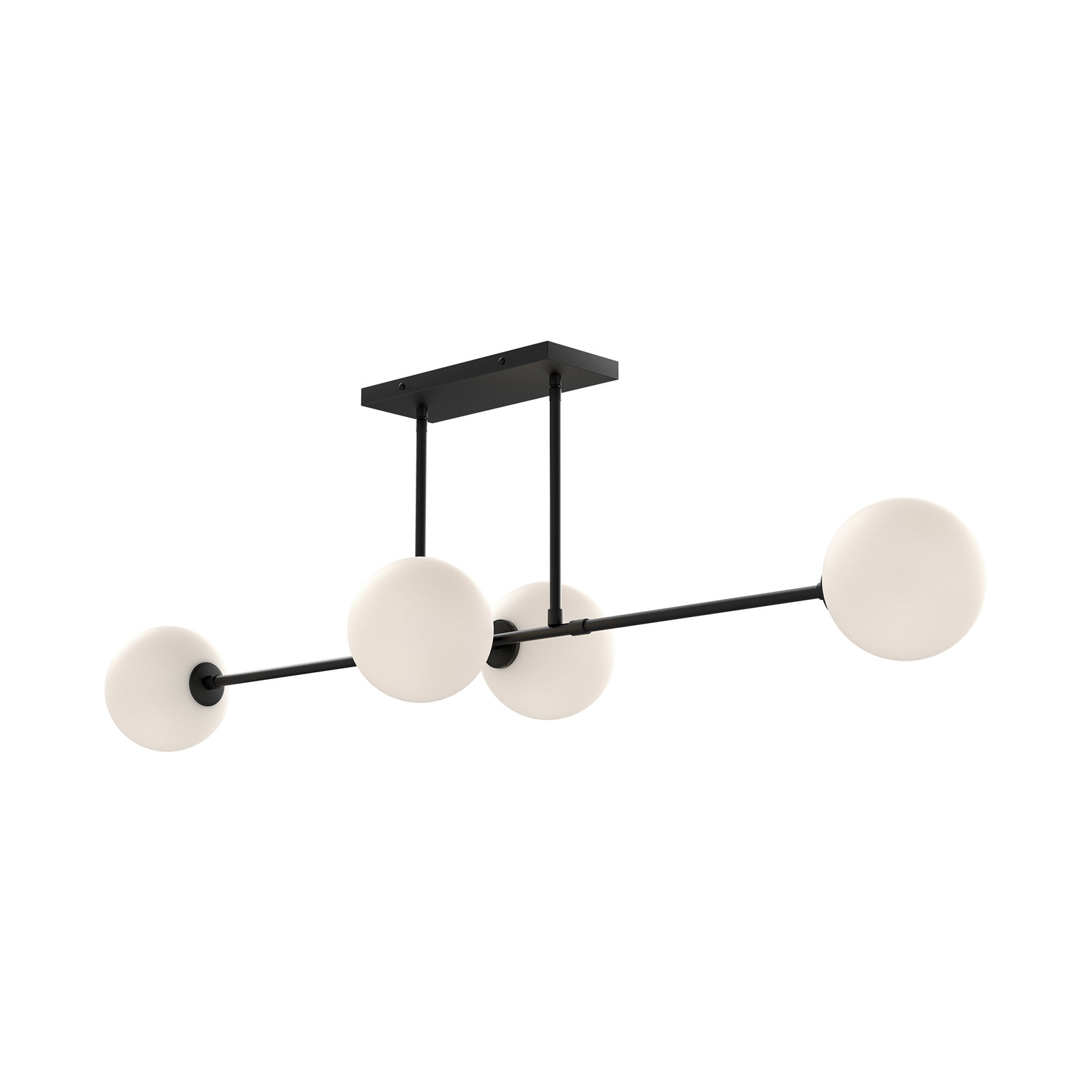 Luanda 4 Light Glass Steel Pendant, Matte Black