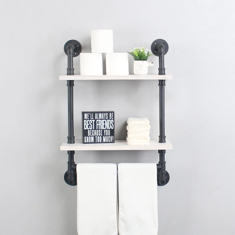 Tablettes de salle de bain industrielles à fixation murale, White