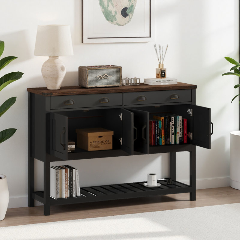 Armoire de rangement 47 po Modern Farmhouse, Noir