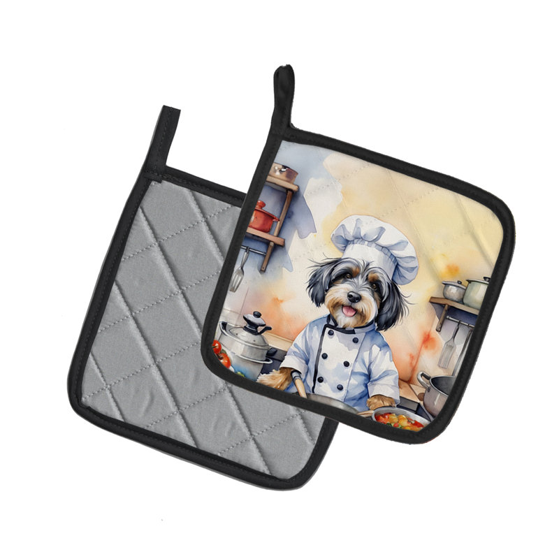 Caroline's Treasures The Dog Chef Polyester Potholder Set