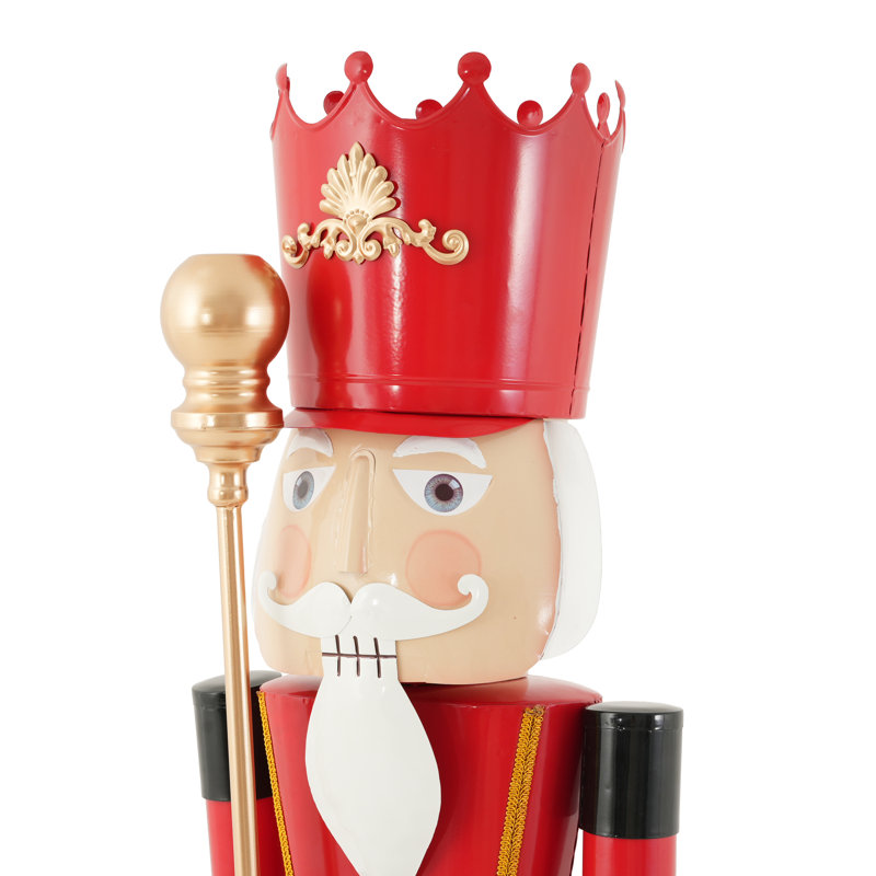 Casse-noisette de Noël classique en métal de 1,5 m, soldat en uniforme royal, L 14,17 po x P 14,17 po x H 64,17 po