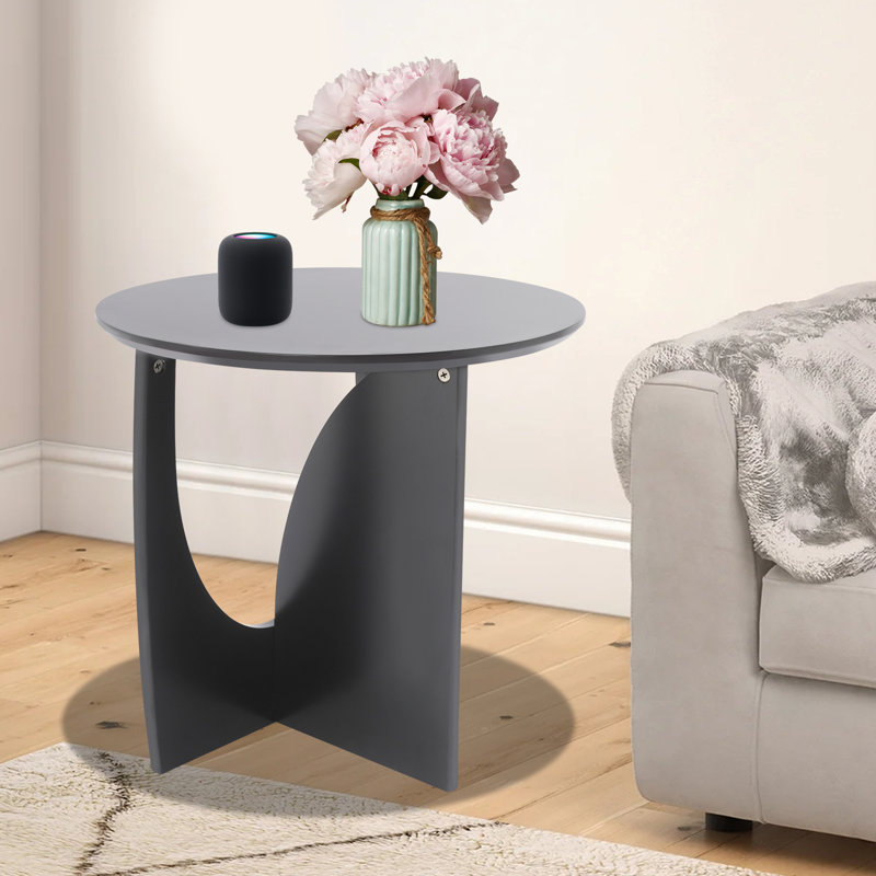 Table de bout moderne ronde, Noir mat
