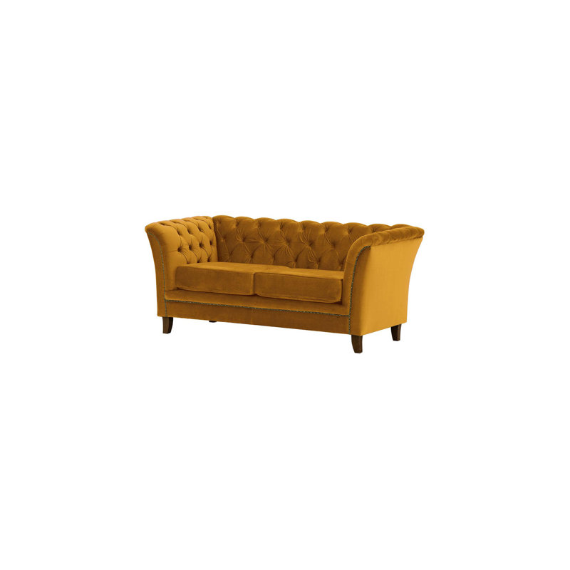 Cassie 2 Seater Velvet Sofa, Orange, Dark Oak