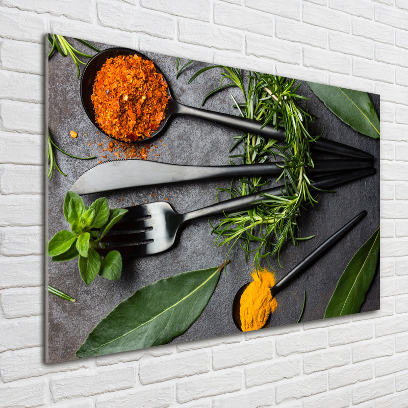 Cutlery And Spices - Unframed Art Prints on Glass