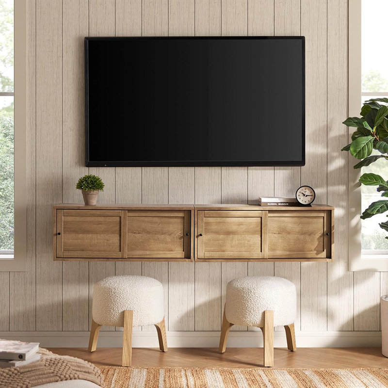 Floating TV Shelf, Multi-Purpose Modular Under TV Display Shelf, Wall Mounted Wood Television Cabinet, Nightstand, Side Table, End Table, Bedside Shelves For Bedroom