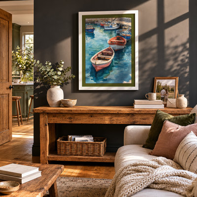 Mediterranean Harbor Coastal - Framed Print