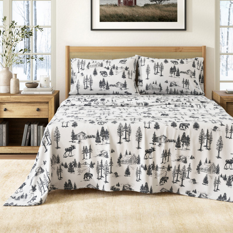 Ensemble de draps 100% flanelle d'hiver en coton turc, Givre de décembre, Twin with 1 Pillowcase