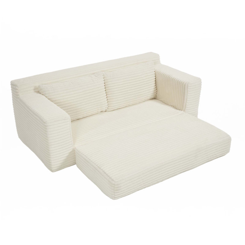 Canapé-lit avec mousse à mémoire de forme et structure en acier, Beige
