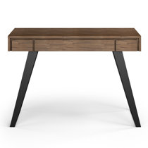 Gorlest Solid Acacia Wood Modern Industrial Desk Trent Austin Design Size: 31 H x 72 W x 24 D, Color (Top/Frame): Distressed Charcoal Brown/Matte