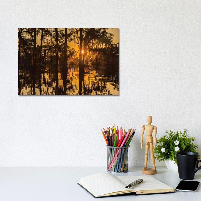 USA, Louisiana, Atchafalaya National Wildlife Refuge. Sunrise on swamp. 1 Piece Wrapped Canvas Wall Art