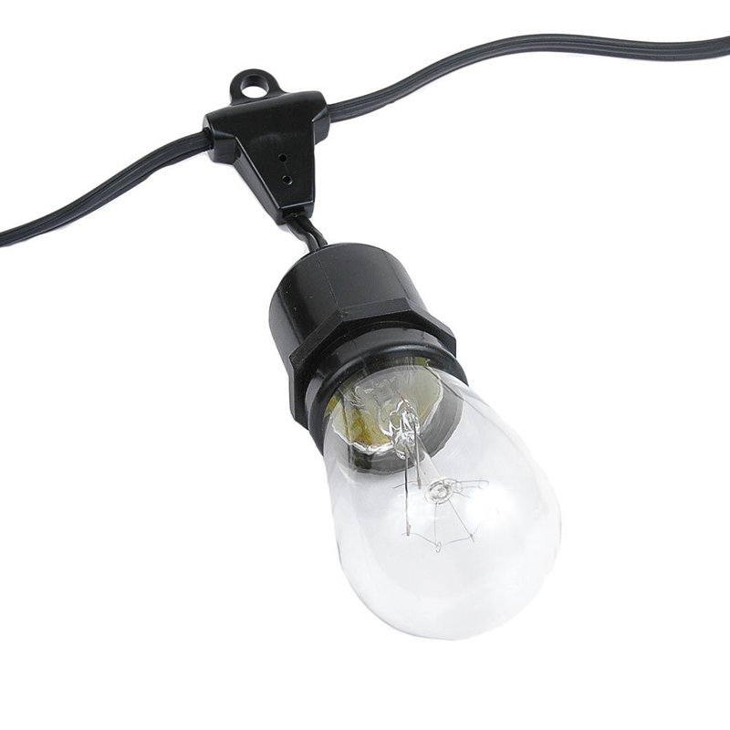 Guirlande d'extérieur standard de 25,5 ampoules Blandburg de 37,5 pi, Pas d'ampoule, Noir