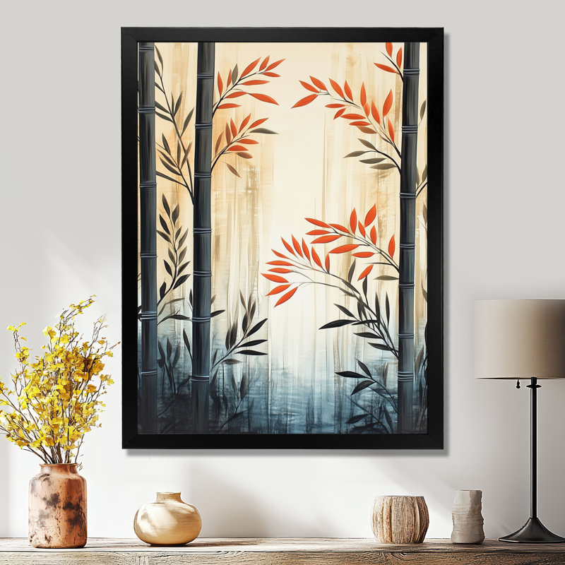 Bambou dans le calme I - Tableau encadré noir de style Japandi, H 20 po x l 12 po, Black Picture Framed