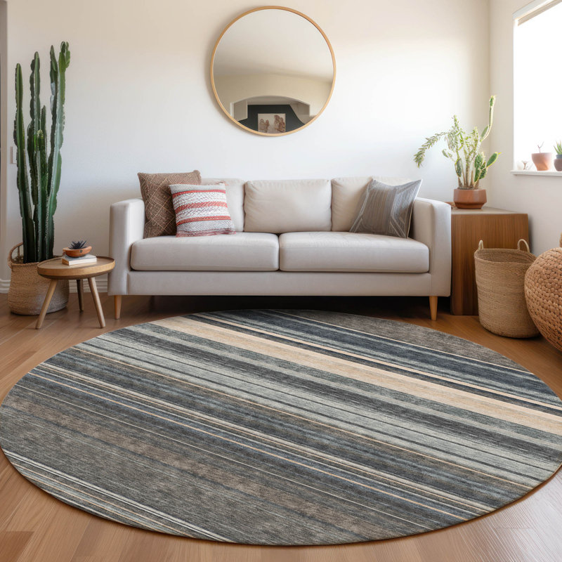 Premium Machine Washable Prisco Taupe Rug, Round 8'