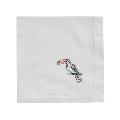  Ensemble de 4 serviettes blanches brodées
