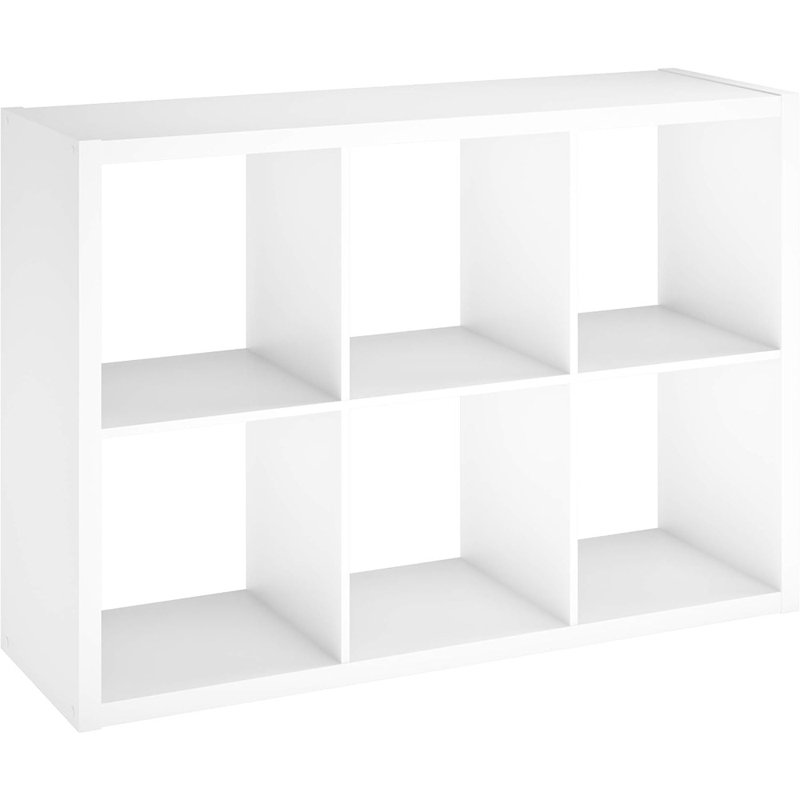 Bibliothèque de rangement en bois à 6 cubes avec dos ouvert, finition blanche, verticale / horizontale, facile à assembler
