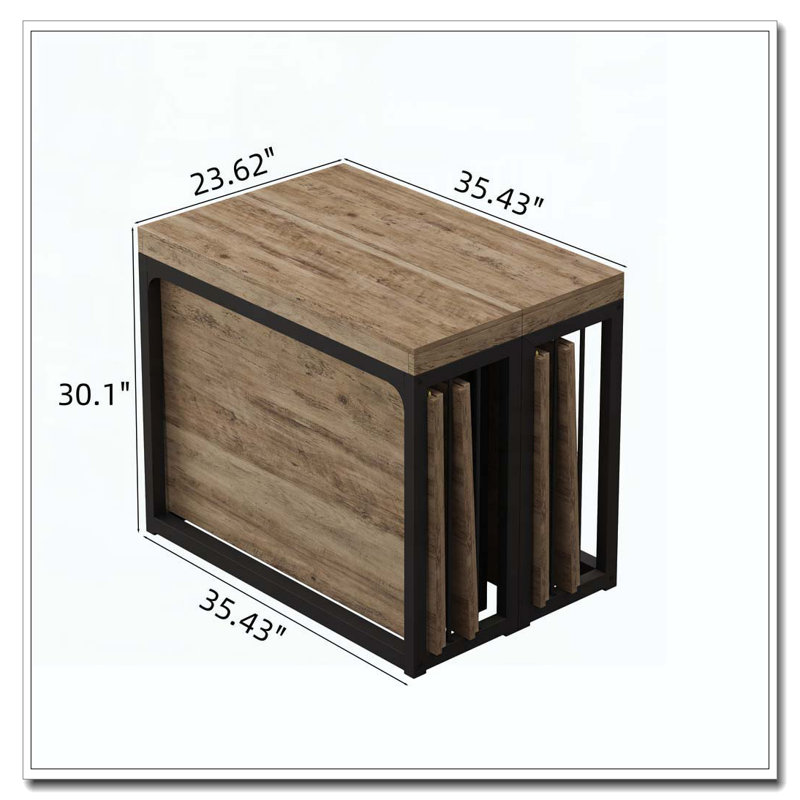 Table de salle à manger extensible de 23,62 po à 118 po de longueur et extensible, Chêne antique